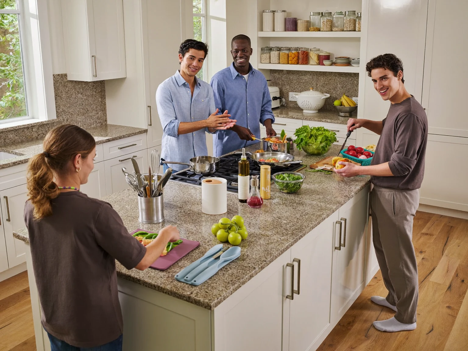 Scena illustrata di piano di lavoro con accessori per cucinare