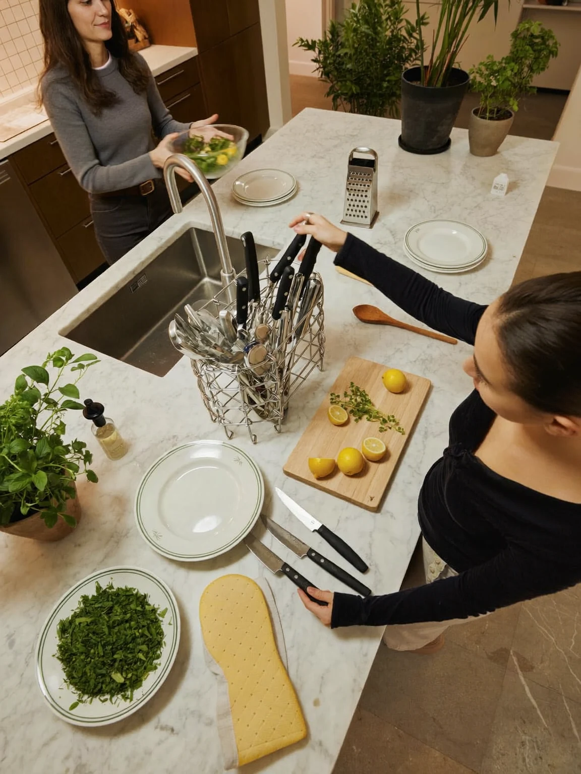 Immagine illustrata della preparazione di un pasto in casa